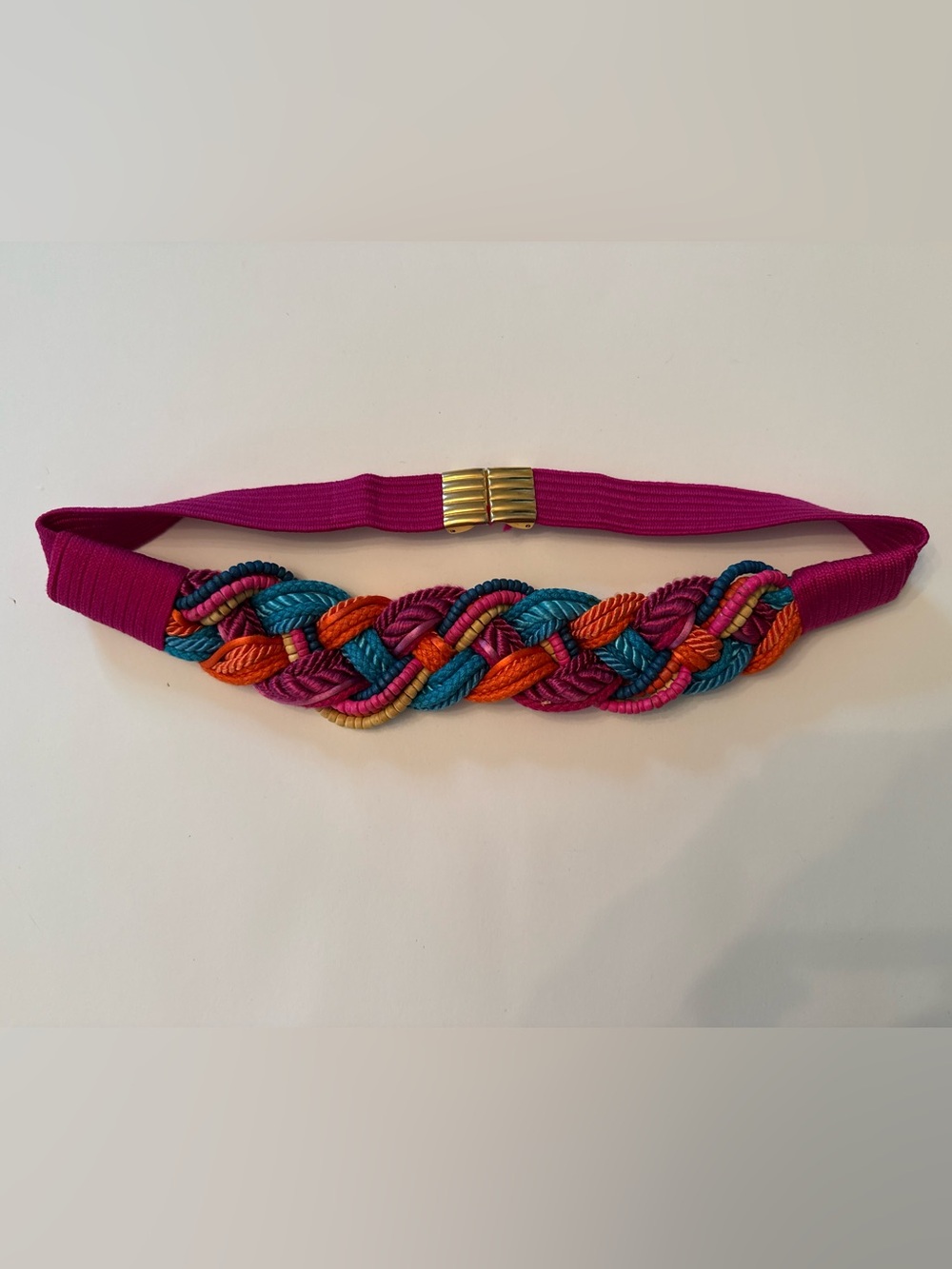 Vintage Leather Shop 80s Coarser Style Braided Belt Size M Pink Purple Blue